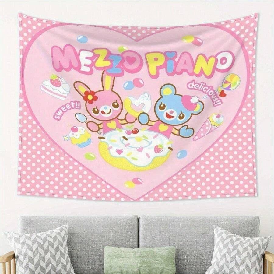 Tapestry charming mezzo piano wall hanging whimsical 75x100 чёрный