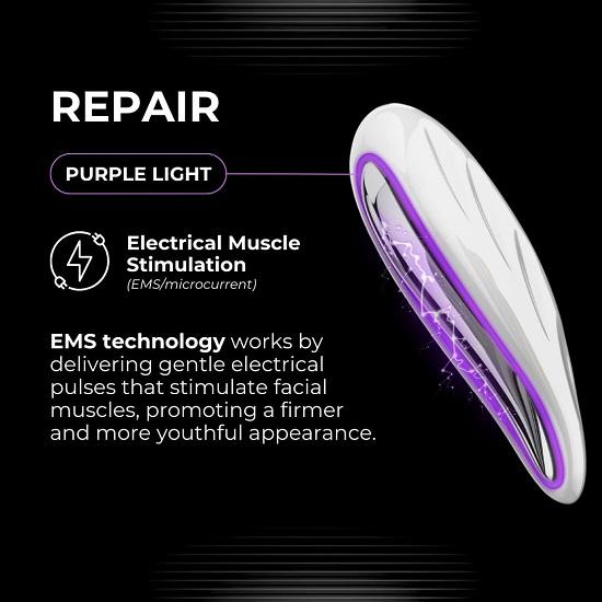 G.O.A.T Smart Electric Gua Sha Handheld Face Machine For Facial EMS Technology with LED Purple, Blue Red Light Hot  Cold Massage