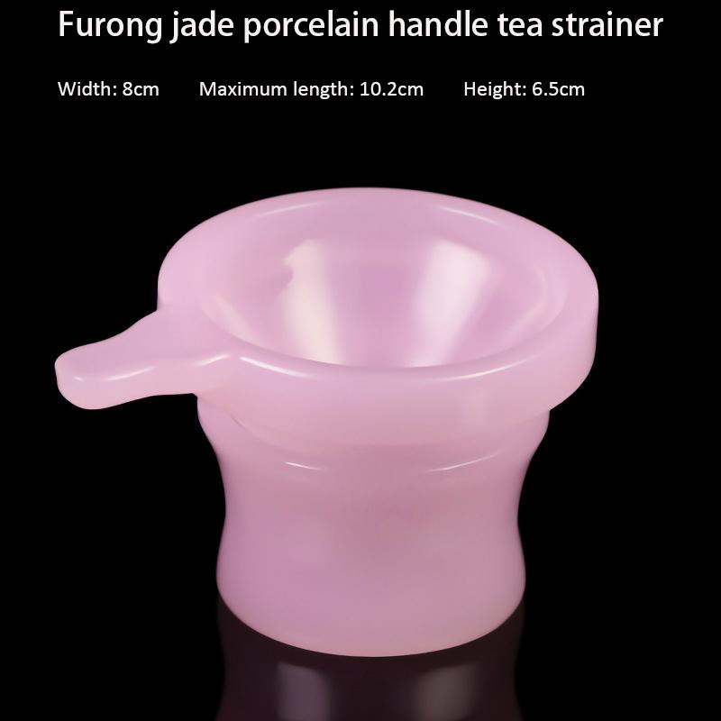 

Furong Jade Porcelain Handle Tea Strainer Pink Glass Chinese Style Tea Separation Filter Tea Residue Funnel Accessories