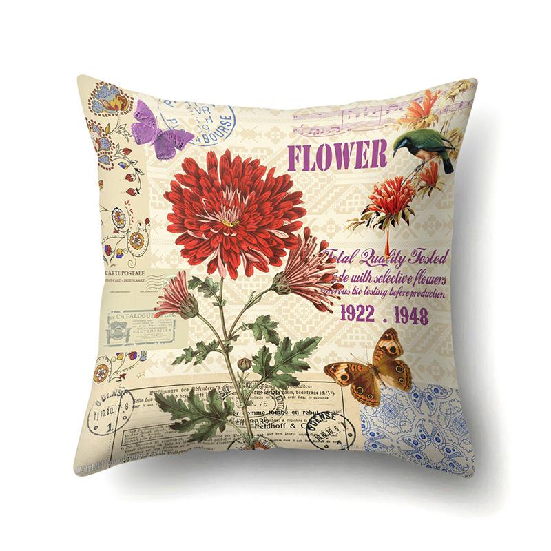 Polyester Pillowcase Automobile Decoration Retro Print Pillowcase Waist Cushion Cover Tower Bedside Cushion Cover
