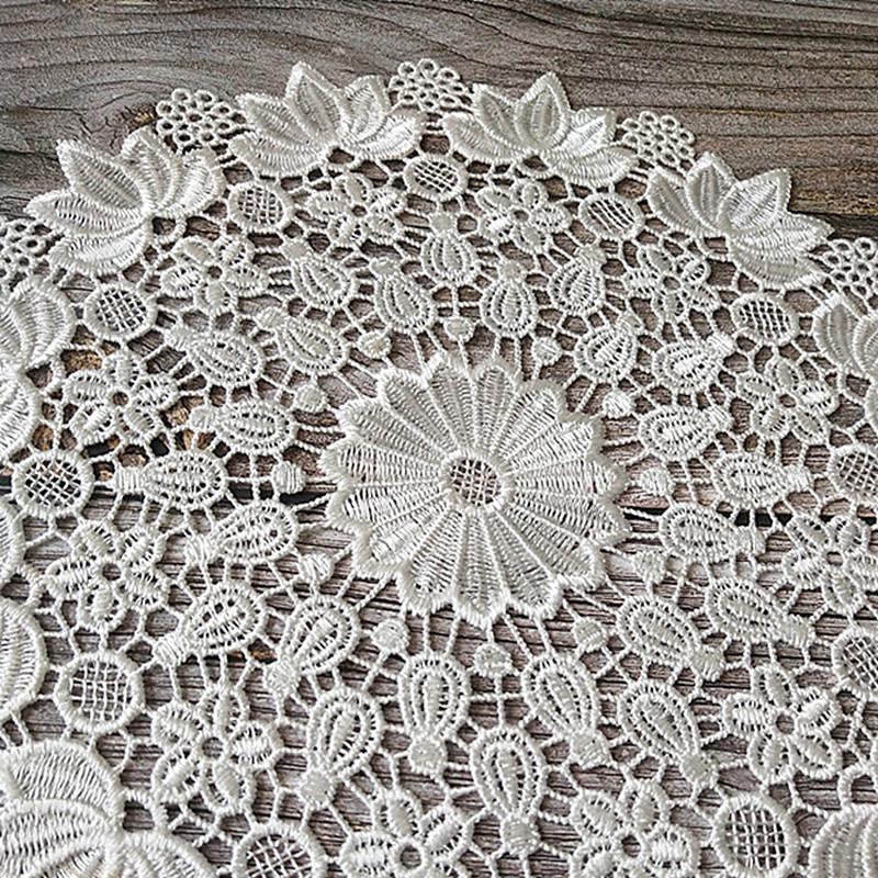 1PC Lace Round White Embroidery Table Place Mat Dining Pad Cloth Drink Placemat Cup Mug Dinner Tea Coaster Glass Doily Kitchen