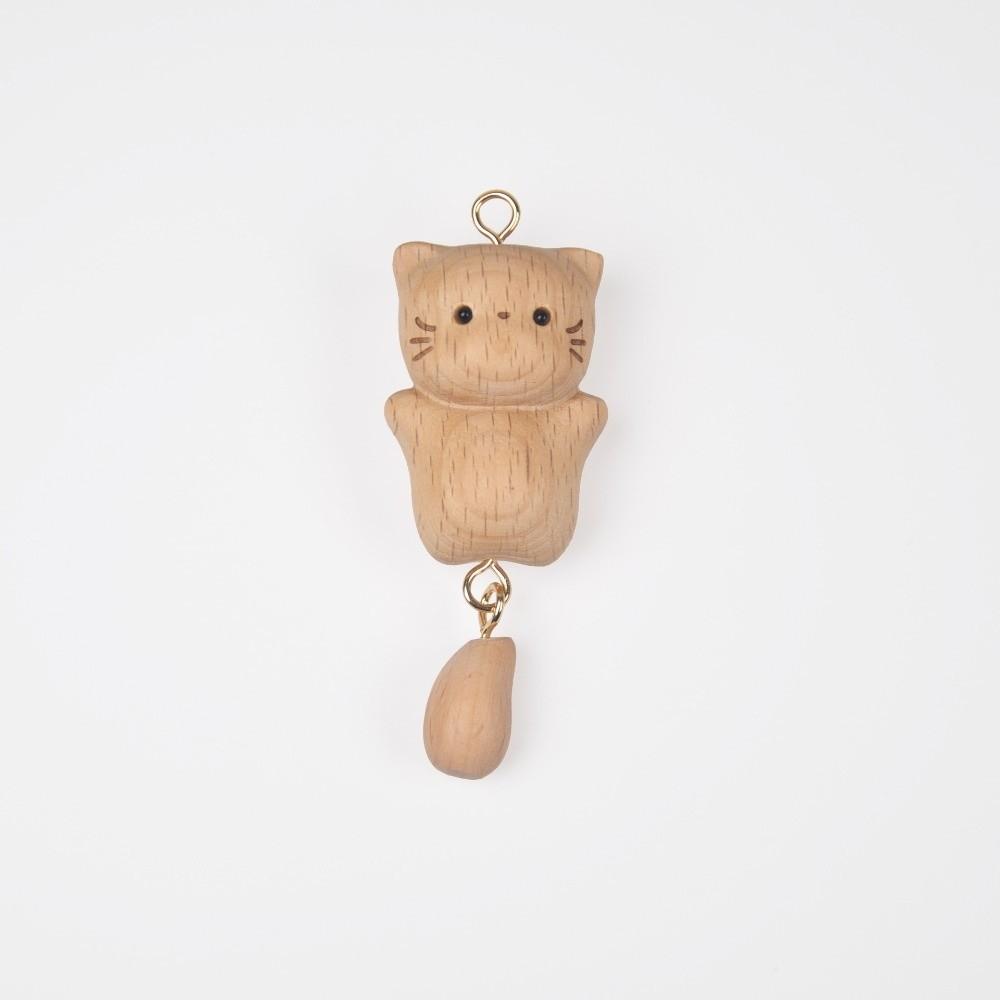 

Handcrafted Wooden Cat Keychain Hand Carved Smooth Money Catching Cat Pendant Tassel Detail Bag Pendant Charm Gift for Women