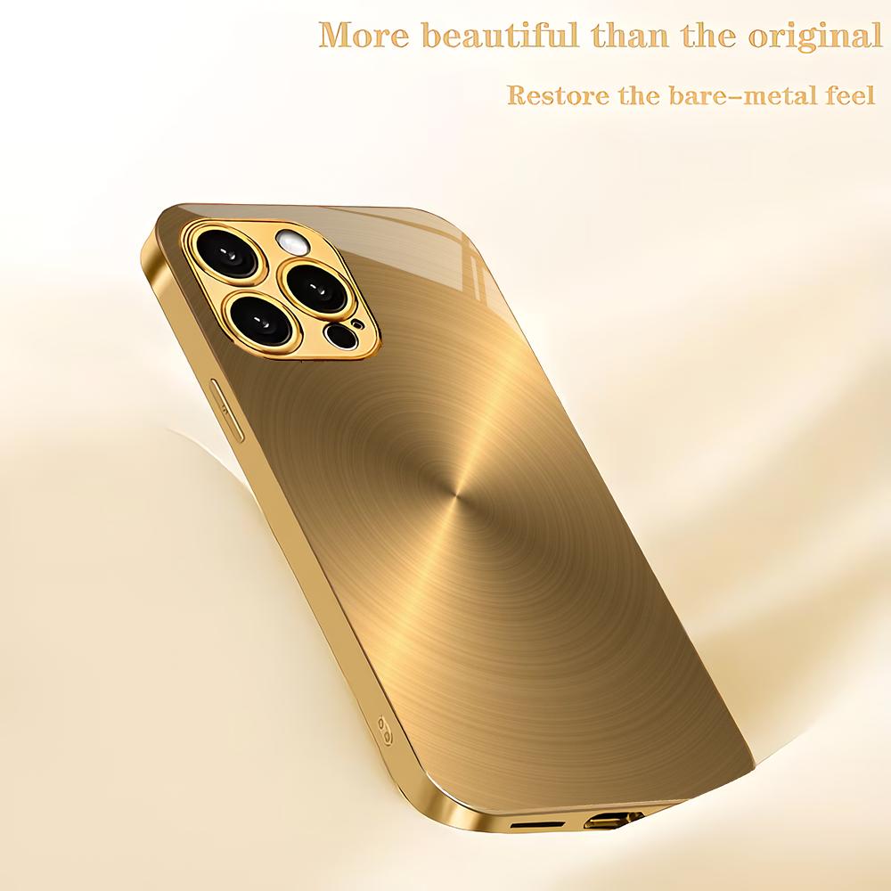 Gold textured design electroplated glass phone case suitable for iPhone 17 16 15 14 13 12 11 Pro/Max/Plus anti drop back cover