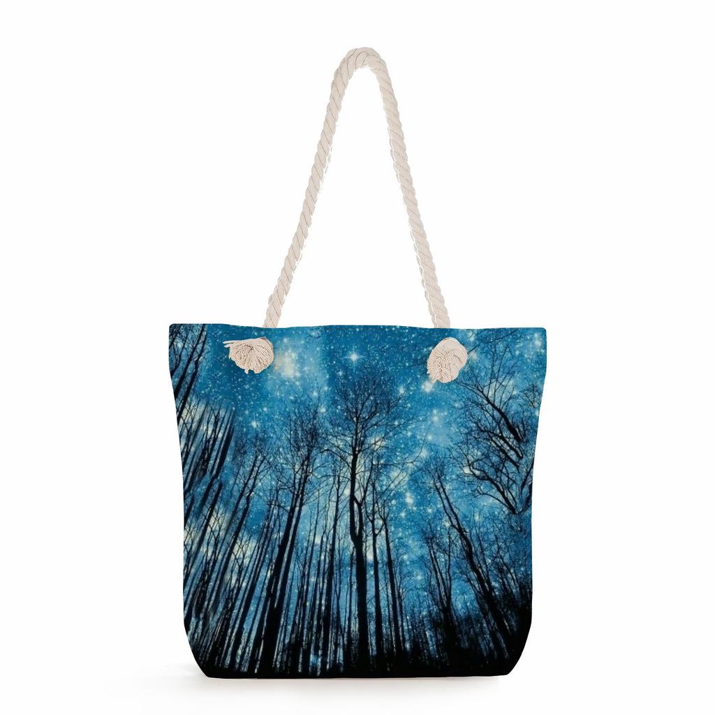 Starry Sky Print Thick Rope Single-shoulder Beach Bag 7229 CLE