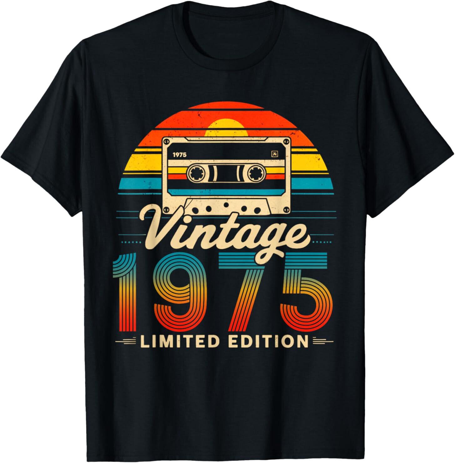

50 Years Old Gifts Vintage Born in 1975 Retro 50th Birthday Womens T-Shirt Funny Y2k Clothes Street Fashion Graphic T Shirts... S разноцветный
