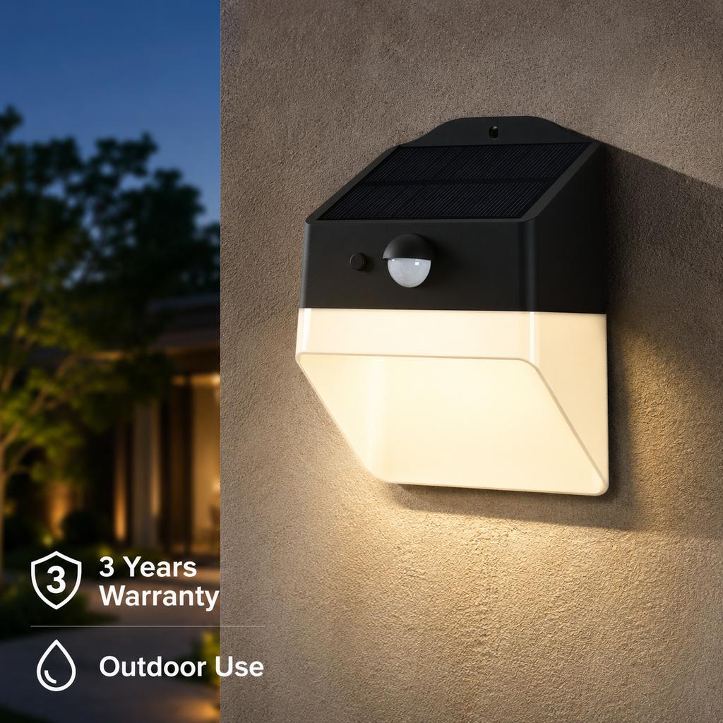 Multi-FunctionSolar LED Wall Lights PC Housing with PIR Sensor Outdoor IP65 Waterproof 3-Year Warranty for Wall Garden Fence