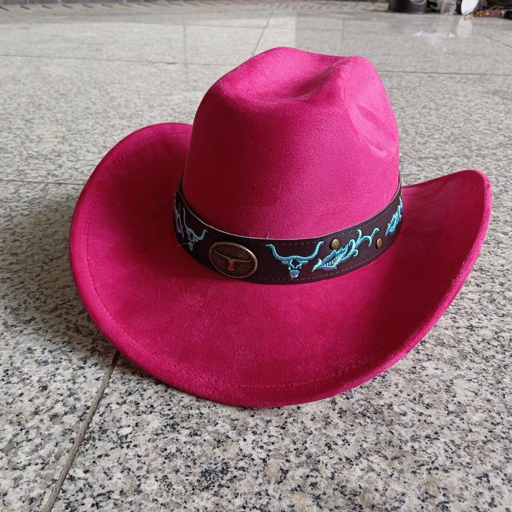 Suede Cowboy Hat Men And Women Curled Brim Western Cowboy Hat Solid Color Classic Hat Cowboy Hat Chapeau Homme