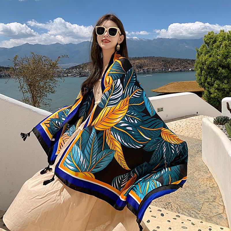 Dunhuang Desert Shawl - Qinghai Chaka Salt Lake Ethnic Scarf for Women, Cotton Linen Silk Blend