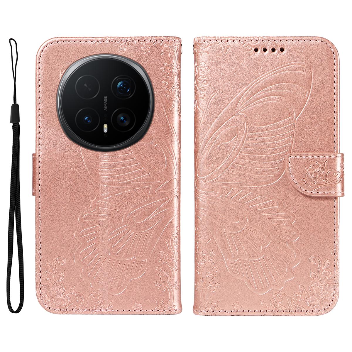 

For Honor Magic8 5G Case Butterfly Pattern PU Leather Folio Flip Phone Cover - Red