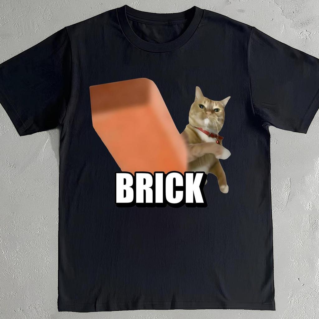 Brick Cat Meme Shirt - Funny Orange Tabby Throwing Brick Tee