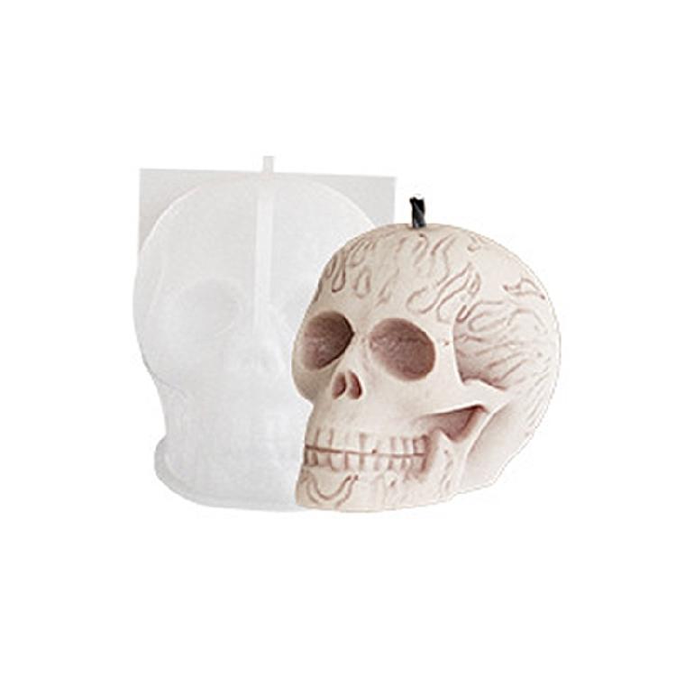 Skull Shape Gypsum Molds Scented Candle Silicone Mold Concrete Cement Crafting Mold Table Ornament Halloween Decorations