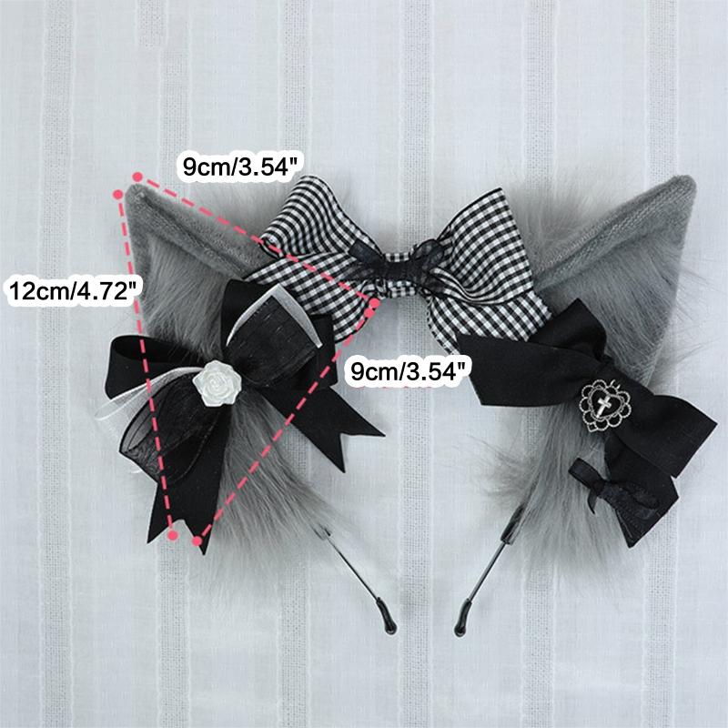 Women Girls Cartoon Animals Ears Shaped Headband Plush Hair Hoop Makeup Photoshoot Bowknot Christmas Party Headpieces