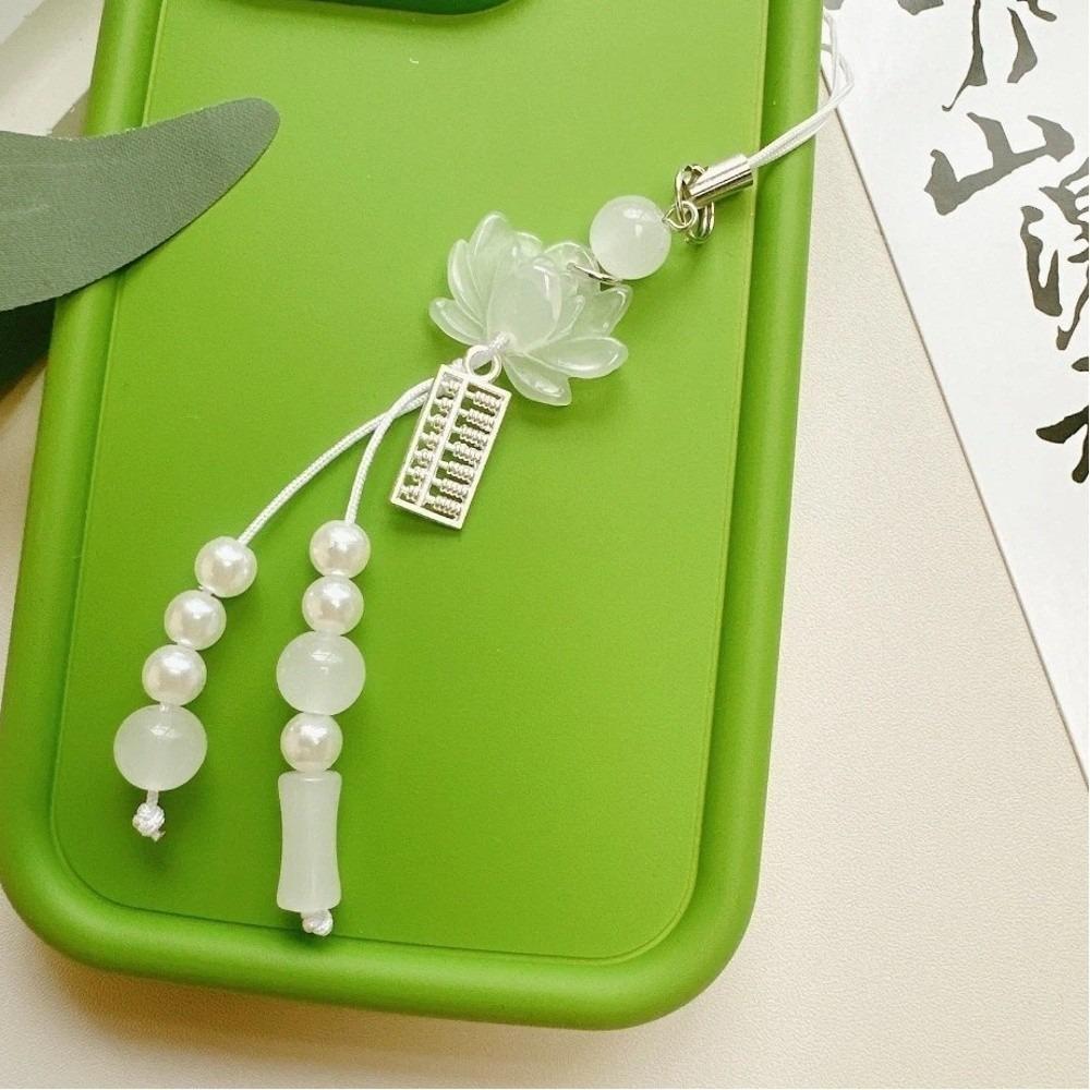 Tassel Detail Chinese-style Pendant Vintage Mobile Phone Chain New Lotus Beaded Key Chains  Unisex