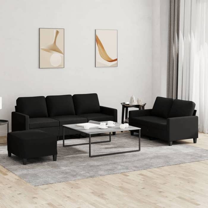 VidaXL Ensemble de Canapés avec Coussins 3 pcs, Canapés avec Accoudoirs et Dossier, Ensemble de Meubles avec Repose-pied 3201472