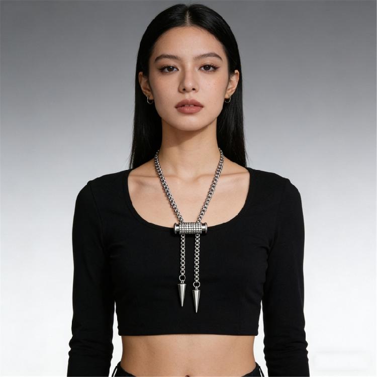 Fashion Forward Slidling Tapered Pendant Neck Chain Fashion Necklace For Creative Daily And Effortless Wear