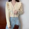Retro V-Neck Knitted Cardigan - Women's Autumn Slim Fit, Age-Reducing Style Sweater