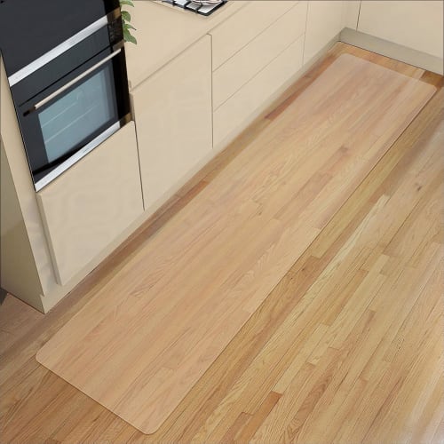 Kitchen Mat, 200 X 60 Cm, Transparent, 1.5 Mm Thick, Soft, Underfloor Heating Compatible, Easy Care, Non-Slip, Dent and Scratch Resistant, Cuttable, C