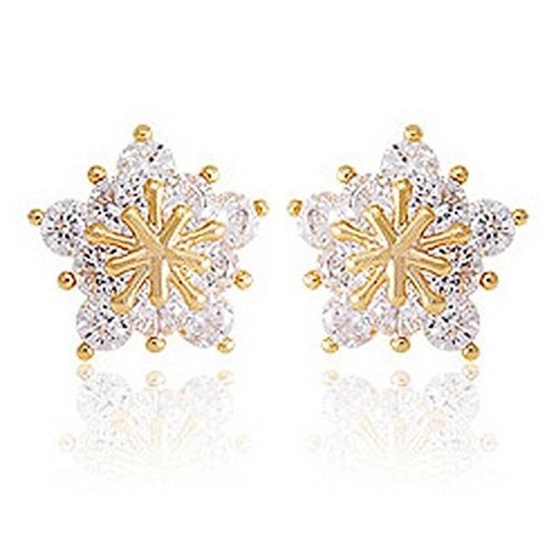 Korean Zircon Snowflake & Star Stud Earrings - Exquisite Christmas Accessories