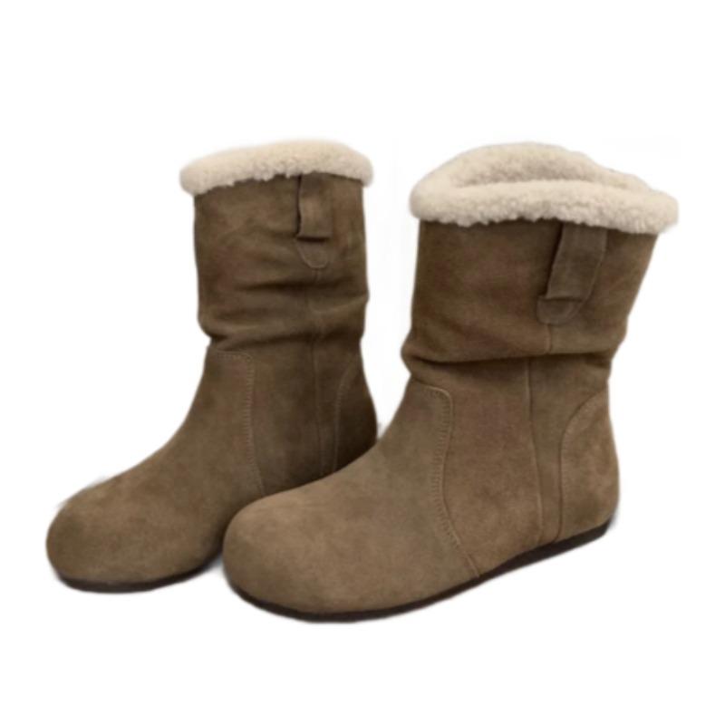 Fashion Women Flat Fluffy Ankle Boots Classical Suede Fashion New Shoes 2025 Designer Chelsea Short Snow Boots Winter Cozy Zapatillas