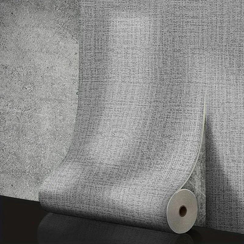 50cmX10m 3D Linen Foam Self-adhesive PVC Solid Color Thickened Waterproof Background Wall Renovation Wallpaper Wall Stickers