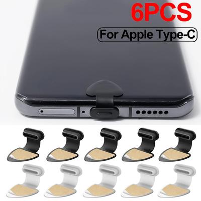 2/4/6pcs Dust Plug Silicone Phone USB Charging Port for iPhone Samsung Type-C Anti-Lost Cap Waterproof and Dustproof Plug Cover