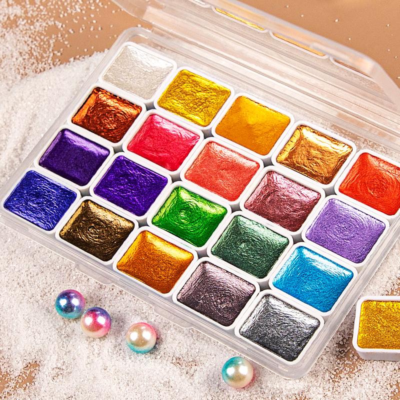 12/20/24/60 Portable Gouache For Children Color Set Paint Solid Watercolor Pigment Gold Glitter Nail Painting Art Supplies