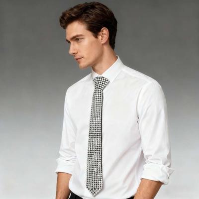 Black Full Rhinestone Tie Choker Pre-tied Tie Y2K Punk Style Long Necktie  Students