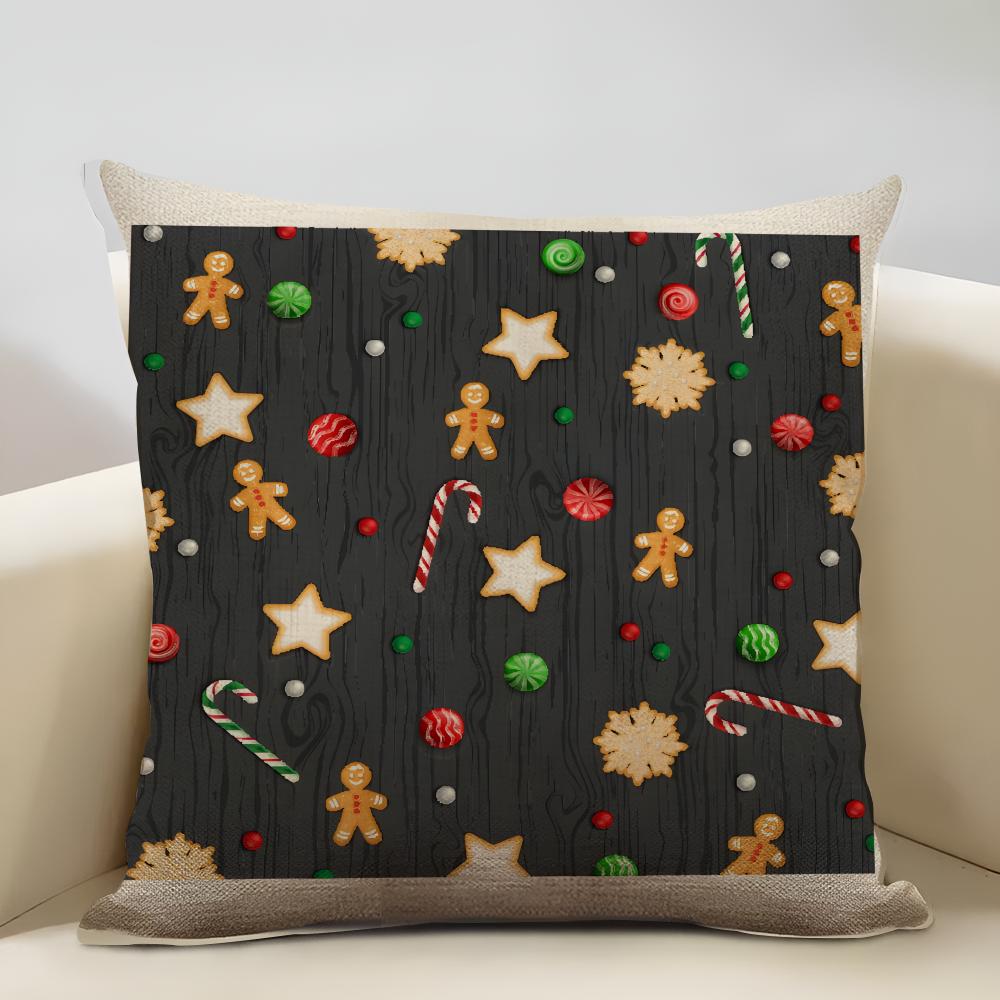 Merry Christmas Cushion Cover Household Decoration Linen Sofa Cushion Cover: Skin-Friendly & Breathable With Invisible Zipper