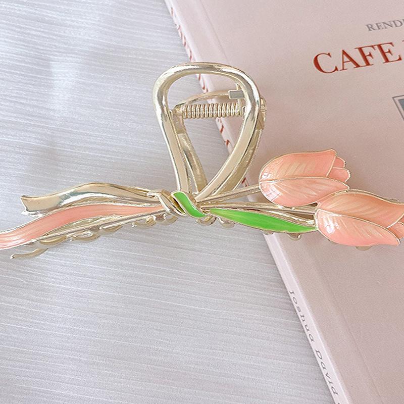 1 Pcs Fshion Cute Pink Tulip Gift Knot Hair Claws For Women Girls Party Hair Accessories
