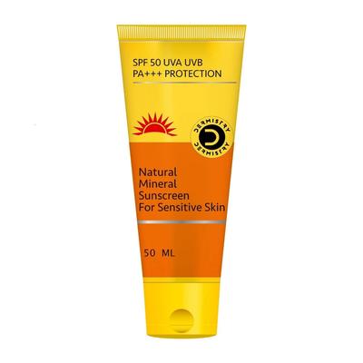 קרם הגנה מינרלי טבעי Dermistry SPF 50 לעור רגיש 50 מ"ל