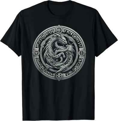 Nordic Dragon Mythical Viking Runes Tribal Celtic Dragon Gift Unisex T-Shirt
