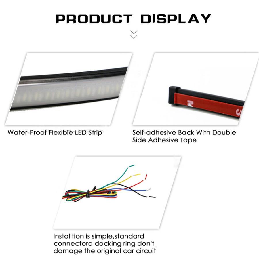 Universal 45cm Motorcycle Sequential Switchback Flowing Led Tail Drl Brake Turn Signal Strobe Strip Lights Waterproof