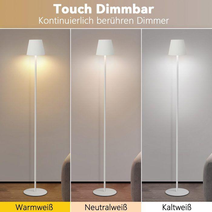 Lampadaire salon LED - NETTLIFE - 125 cm - Dimmable - 3 températures de couleur - Batterie USB