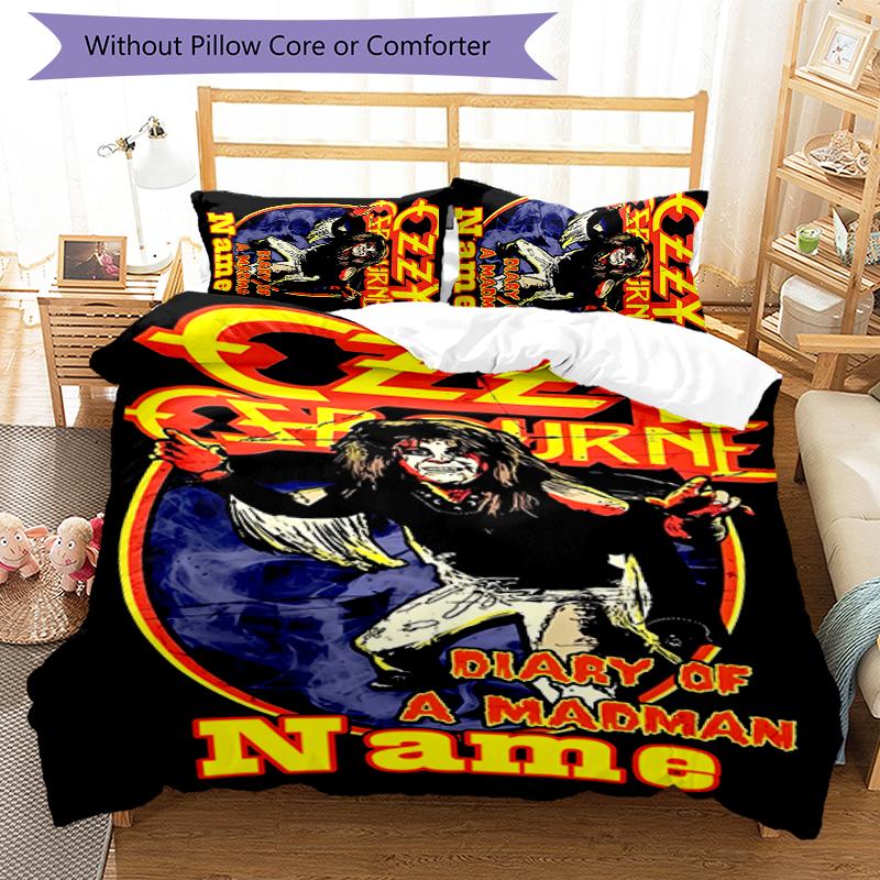 3pcs Custom Name Rock Ozzy Osbourne Bedding Set Duvet Cover Closure Includes 1 Duvet Cover & 2 Pillowcases for All Seasons Bedroom Decor