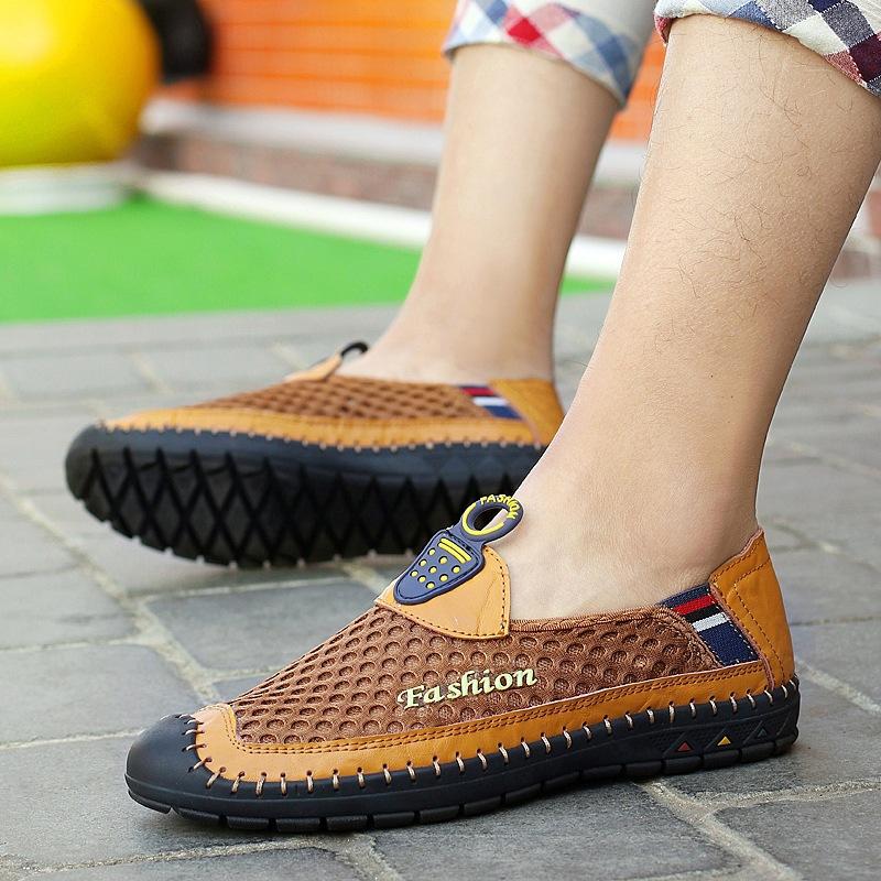 

Летняя мужская обувь больших размеров Кроссовки Обувь с дышащей сеткой Спортивная повседневная обувь Туфли для доски Мягкая подошва Ленивые удобные туфли для вождения