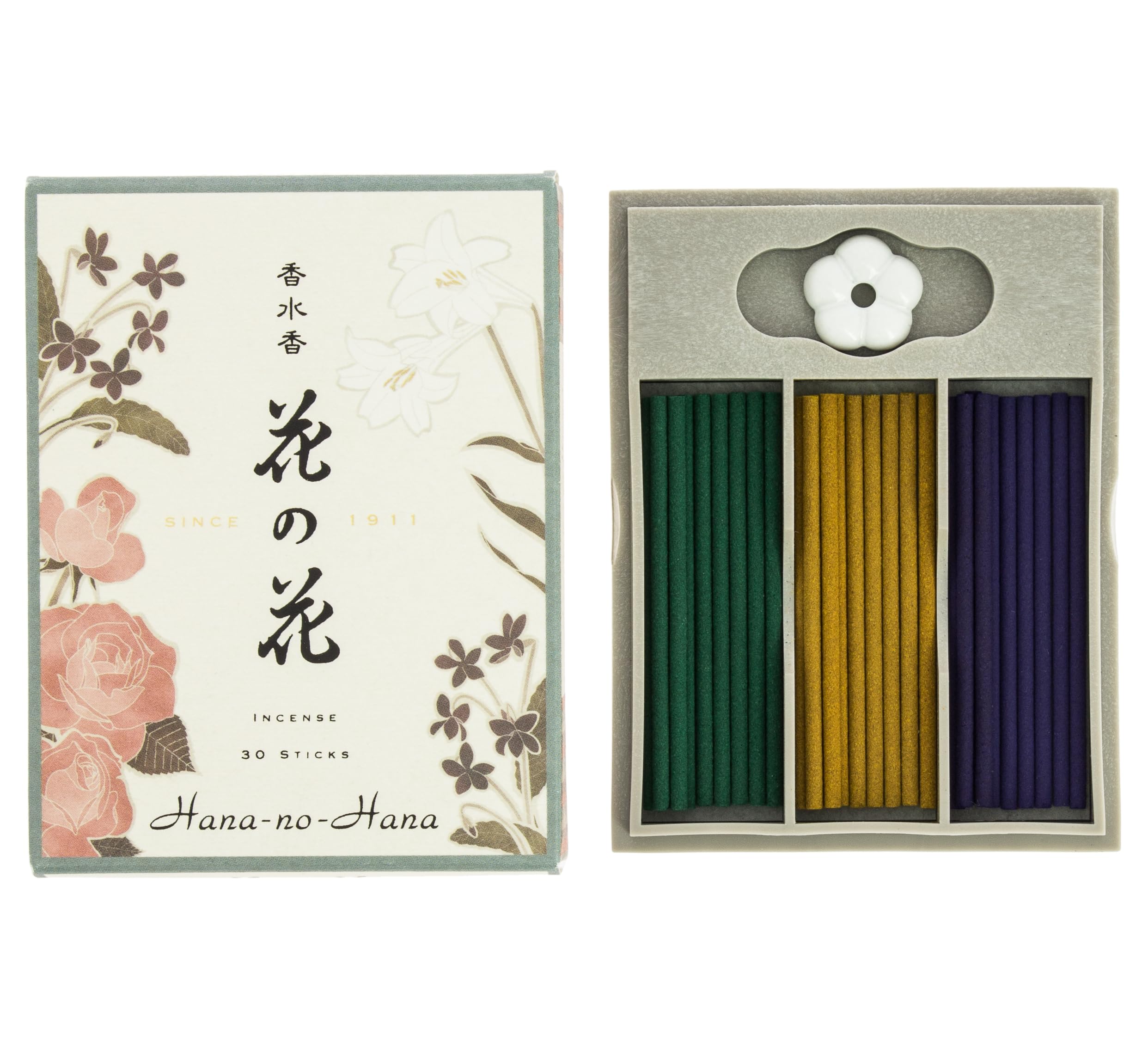 Nippon Kodo Perfumed Incense Hana no Hana Assortment 30 sticks rose, lily, violet коричневый