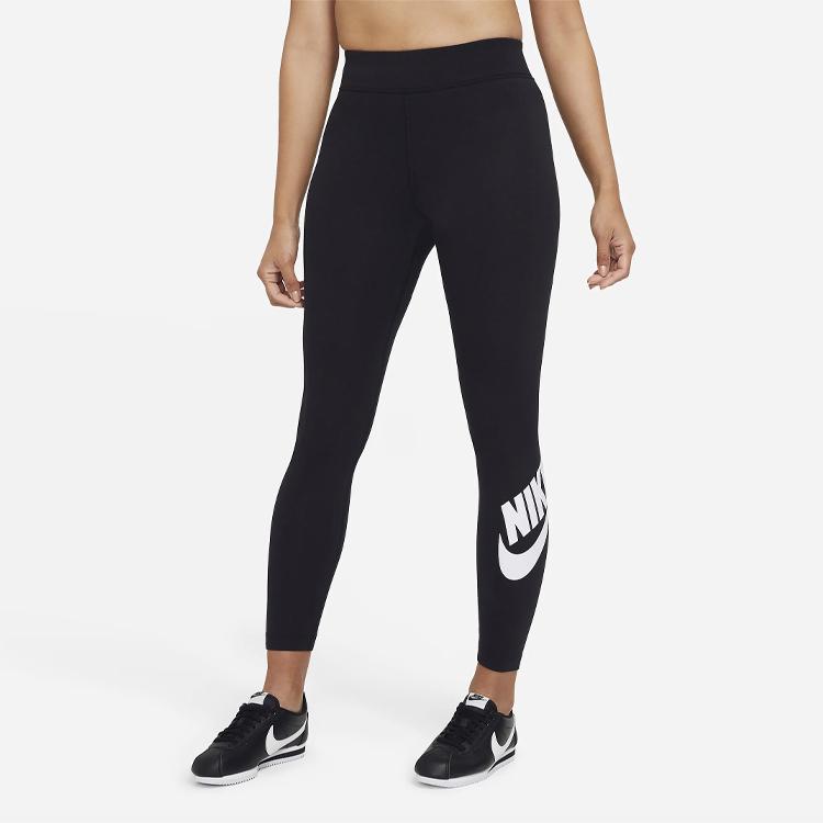 Nike High Waist Yoga Fitness Pants With Logo Print Women Bottoms Black CZ8529-010