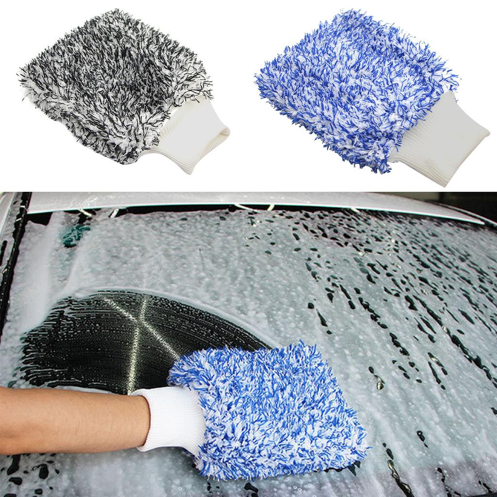 Car Wash Mitts Microfiber Double-Sided Scratch Free Microfiber Washing Gloves Auto  Detailing Cleaning Lint Free Wash Glove