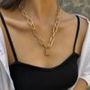 Simple Metal Lock Pendants Punk Necklaces for Women Gold Hollow Pendant Chain Personality Gothic Neck Jewelry
