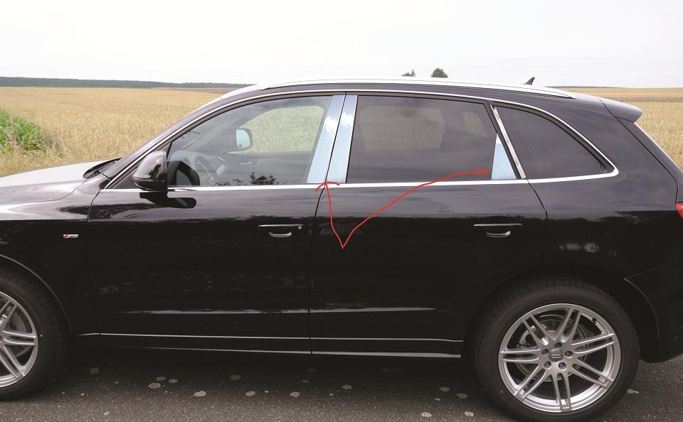 

Молдинги дверних стійок (6 шт, нерж.) для Ауді Q5 2008-2017 рр.