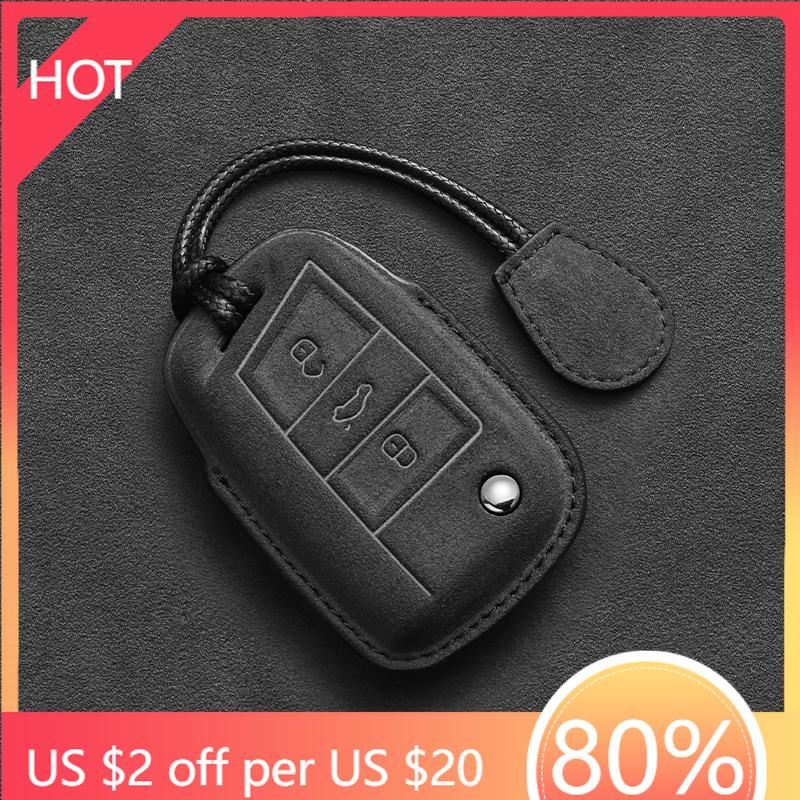 Styling Mouldings Suede Leather Car Key Case For VW Volkswagen Golf 7 MK7 Tiguan MK2 for Seat Ateca Leon FR 2 Ibiza Skoda Octavi