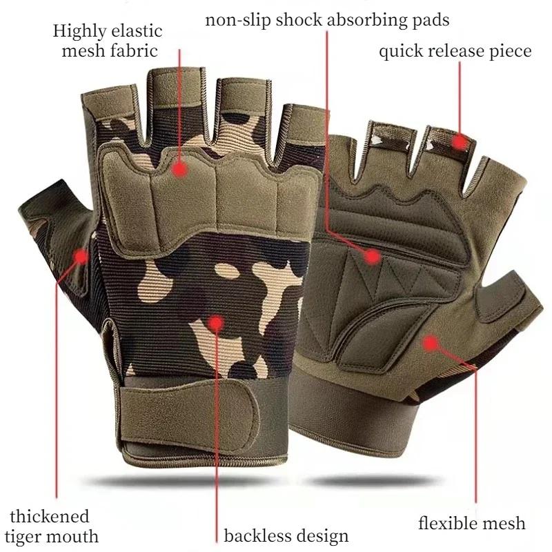 Children's Half-finger Gloves Anti-slip Wear Training Protection Riding Sports 8-15 Years Old Military Fan Gloves