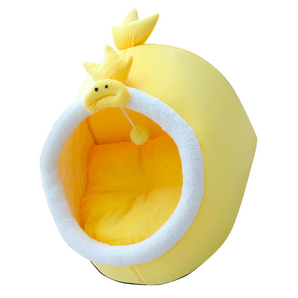 Cat Cave Bed Cartoon Cute Windproof Semi Enclosed Cat Bed Warmth Indoor Cat Bed House for Daily Use
