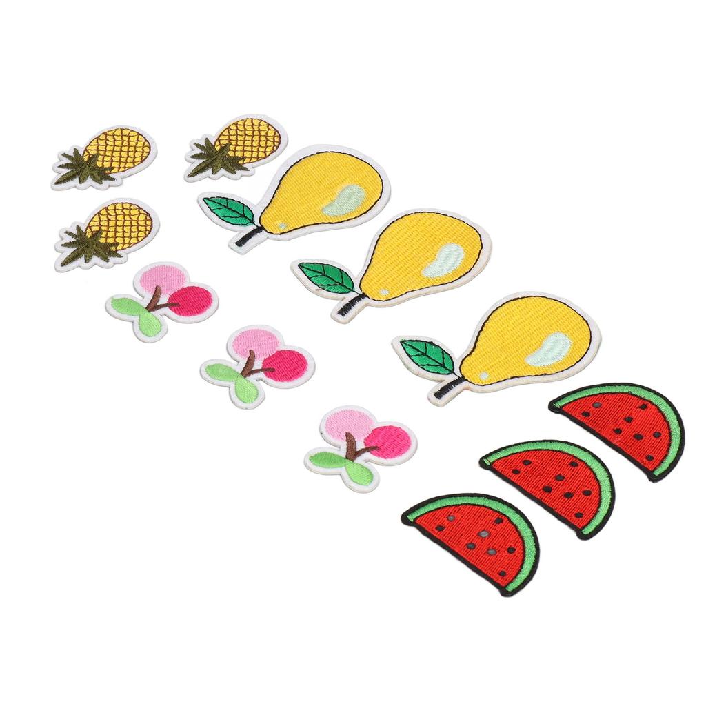 12Pcs Fruit Patches Cherry Ananas Pear Watermelon Cute Pattern Vivid Colors Iron On Patches for Bag