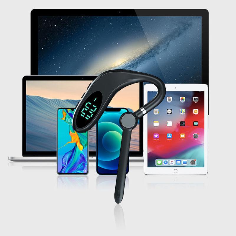 TL10 LED Display BT Headset Ultra Long Standby Business Headphone with Mic Single Ear Hanging Earphone