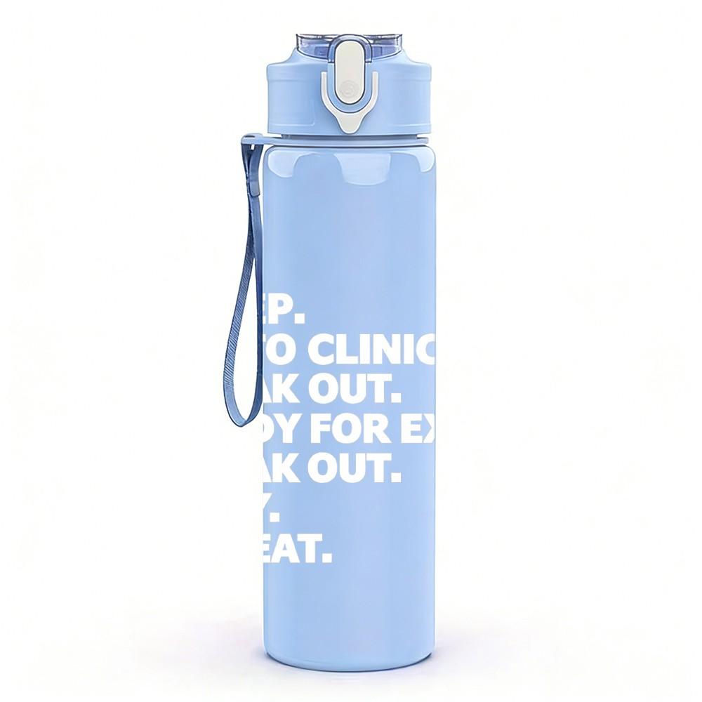 1PC Minimal Light Tone Text Slogan Print 750ml Color Plastic Sports Water Bottle Leakproof Flip Straw Lid Suitable for Sports Office Home Use