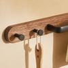 Bathroom Towel Bar with 2 Hooks Wood White Black Aluminum Wall Mount Kitchen Bathroom Towel Holder Storage Organizer Hang Shelf
