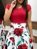 2018 Autumn Hot-Selling European & American Floral Print Color Block Long Women's Dress