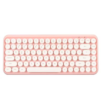 Wireless Bluetooth Keyboard 84 Keys Retro Round Keycaps Keyboard for IOS for OS X for Windows for