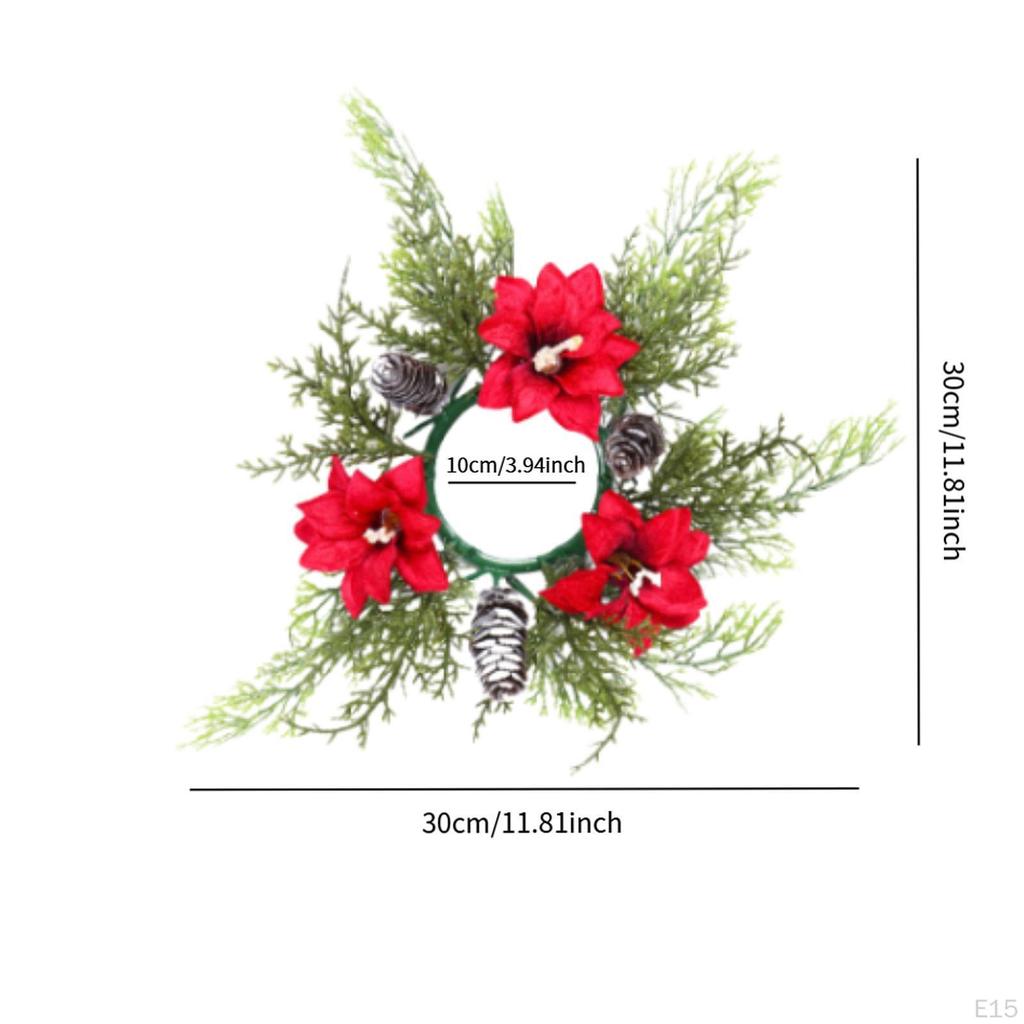 Christmas Candle Rings Wreath Inner Diameter 4" for Wedding Holiday Birthday Style A
